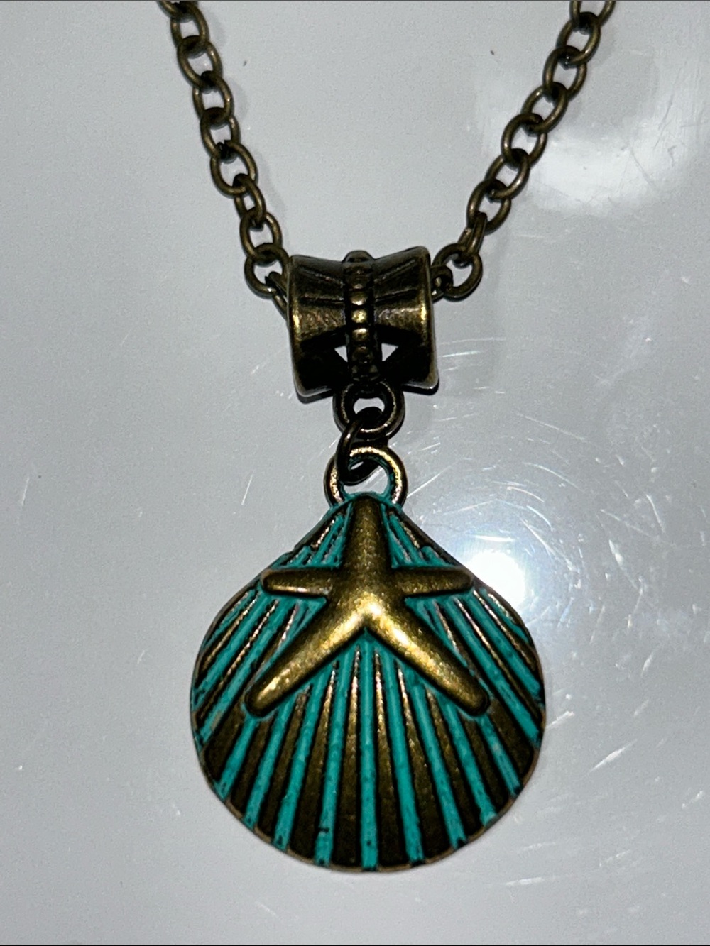 New Artisan Handmade Solid Antique Finish Bronze Ocean Themed Charm Necklace